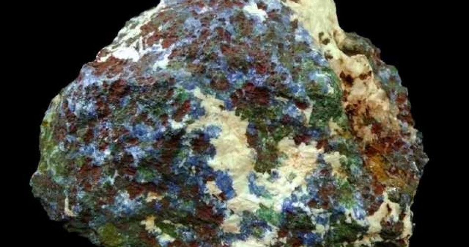 Kupryt, malachit, azuryt